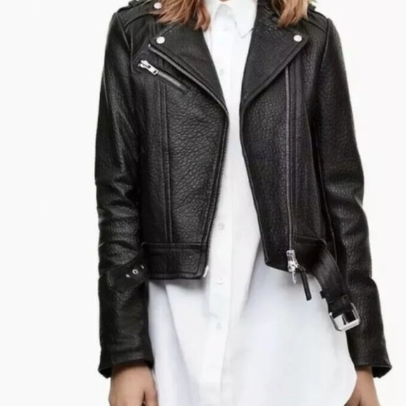 MACKAGE Black Pebbled Leather Jacket - Picture 2 of 4